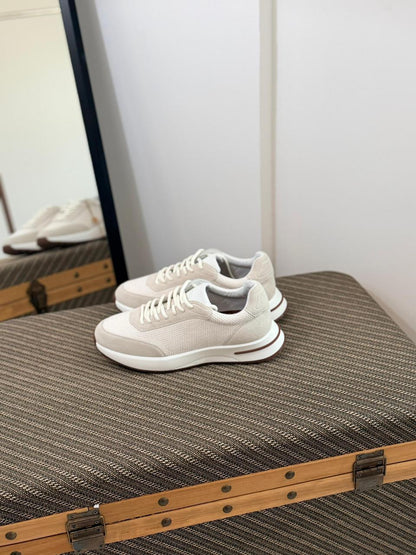 Loro piana Mesh & Suede Lace-Up Sneakers