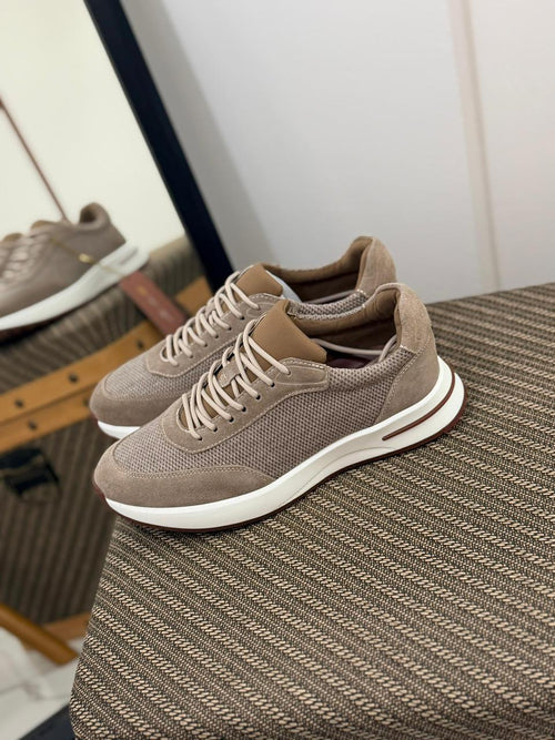 Loro piana Taupe Mesh & Suede Sneakers