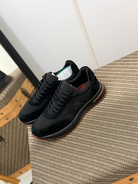 Loro piana Black Mixed-Material Sneakers