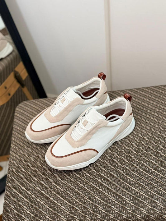 Loro piana Suede-Trim White Sneakers