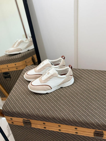 Loro piana Suede-Trim White Sneakers
