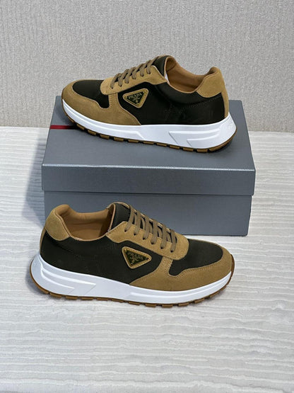 Prada Prax Suede and Re-Nylon Sneakers (Tobacco/Black)