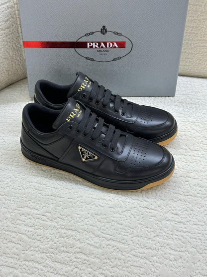 Prada District Leather Sneakers (Black/Gum)