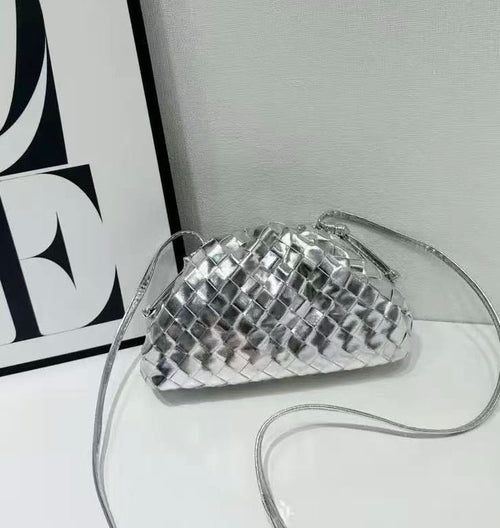 Bottega Veneta Mini Pouch in Intrecciato Leather (Silver)