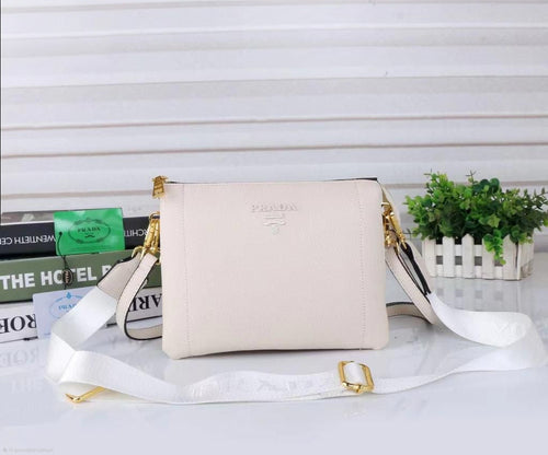 Prada Vitello Phenix Crossbody Bag (Chalk White)