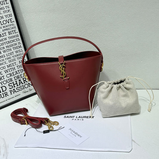 Saint Laurent Le 37 Bucket Bag (Rouge Legion / Dark Red)