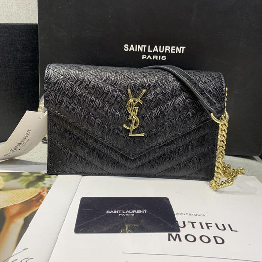 Saint Laurent Cassandre Matelassé Chain bag (Black with Gold Hardware)