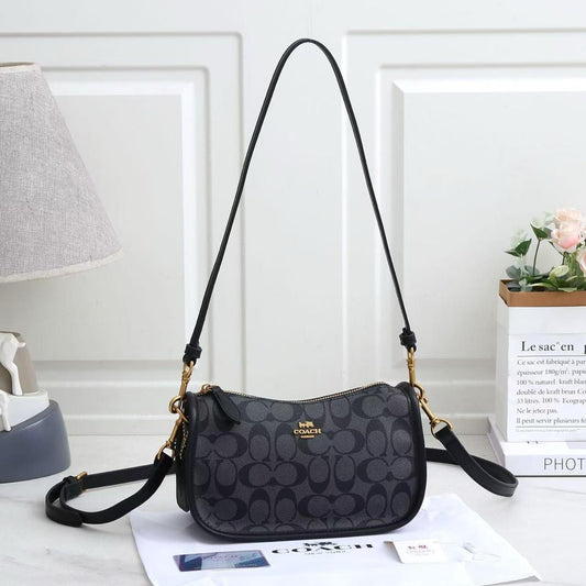 Coach Teri Shoulder Bag in Signature Canvas (Charcoal/Black)