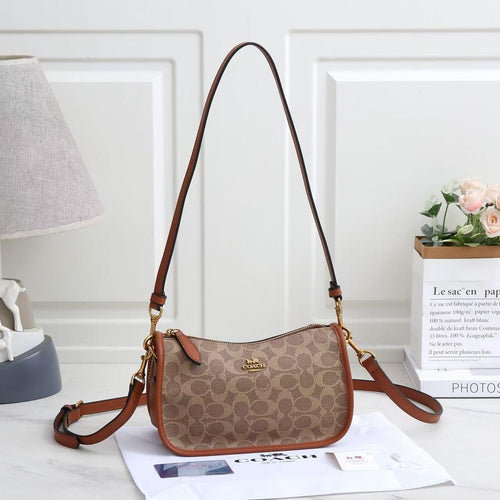 Coach Teri Shoulder Bag in Signature Canvas (Khaki/Saddle)