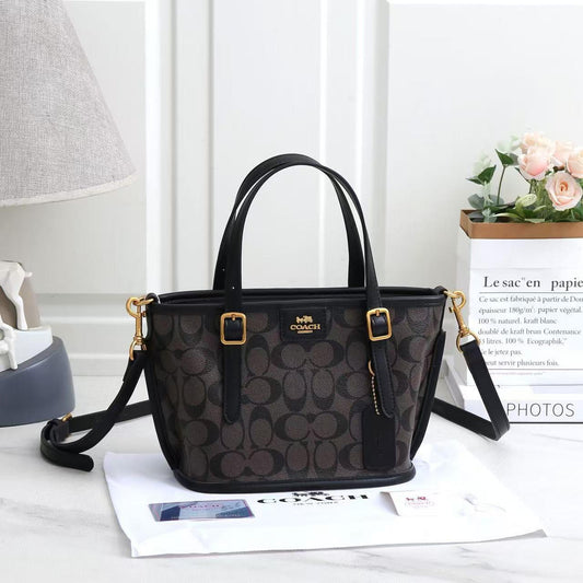 Coach Mollie Tote 25 in Signature Canvas (Charcoal/Black)