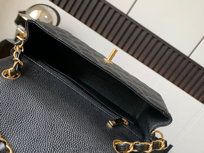 Chanel Mini Flap Bag with Pearl Crush (Black with Gold-Tone Hardware)