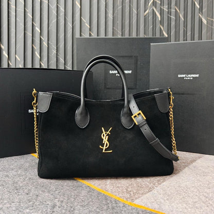 Saint Laurent Toy Cabas YSL Suede Tote Bag (Black)