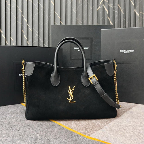 Saint Laurent Toy Cabas YSL Suede Tote Bag (Black)