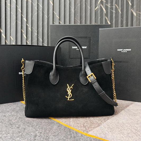 Saint Laurent Toy Cabas YSL Suede Tote Bag (Black)