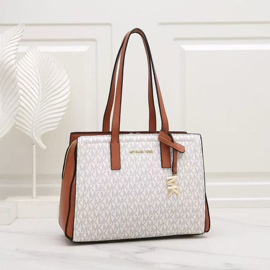 Michael Kors Marilyn Medium Logo Tote (Vanilla/Acorn)