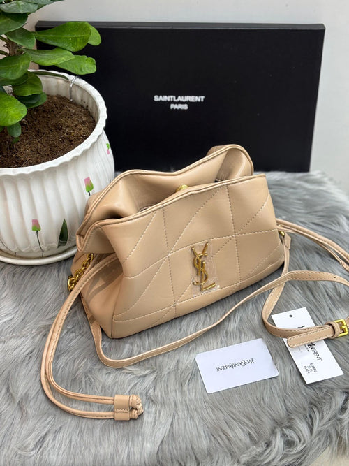 Saint Laurent June Box Bag in Quilted Lambskin (Beige/Nude)