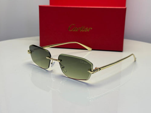 Cartier Panthère de Cartier Rimless Sunglasses (Gold/Green Gradient)