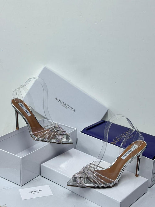 Aquazzura Gatwick Slingback Pumps (Silver/Clear)