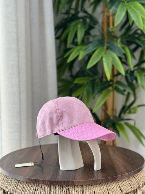 GG Canvas Baseball Hat with GG Embossed Visor (Pink)