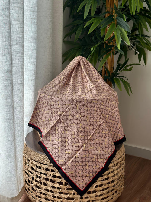 Gucci Horsebit Monogram Scarf (Pink/Gold/Black)
