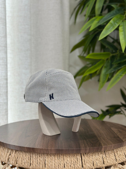 Hermès Nevada Cap (White/Marine Pattern)