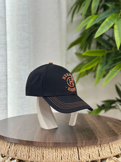 Hermès Miles "H Circle" Cap (Noir/Orange)