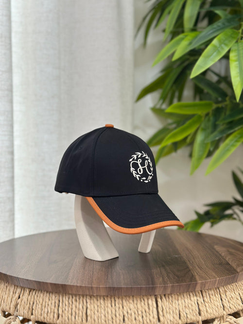 Hermès Serena "H" Couronne Cap (Noir/Orange)