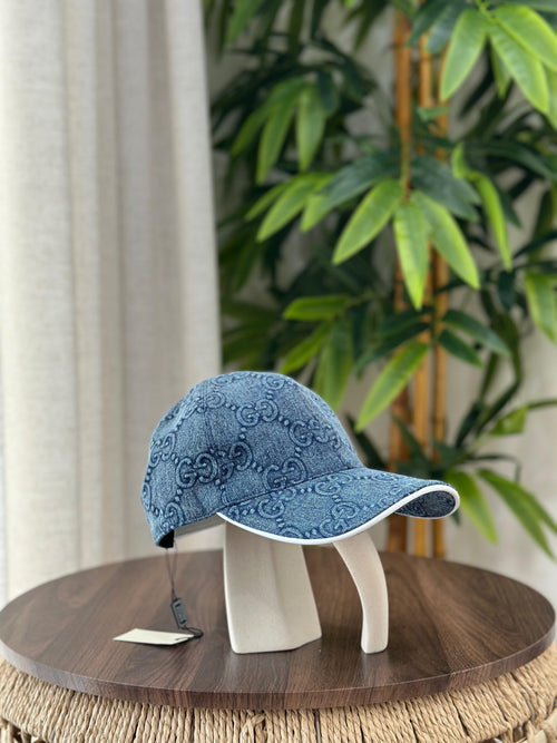 Gucci GG Denim Baseball Hat (Blue/White)