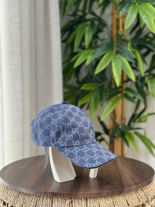 Gucci GG Canvas Baseball Hat (Blue/Grey)