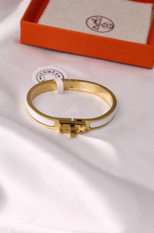 Hermès Kelly Enamel Bracelet (Blanc)